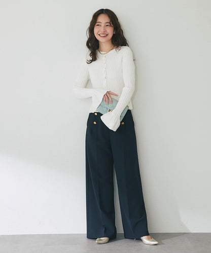 荷葉邊羅紋針織開衫