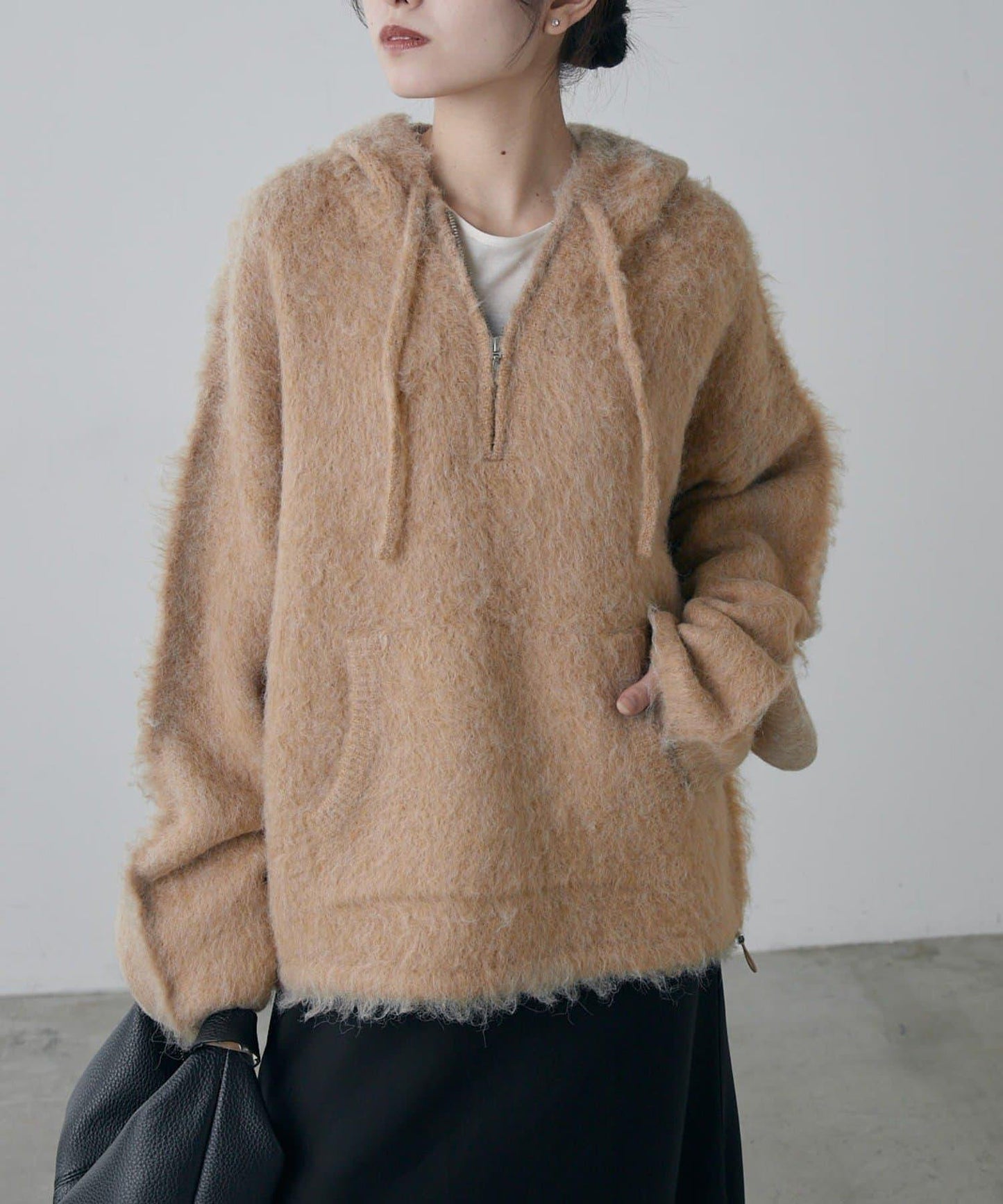 蓬鬆半拉鍊衛衣