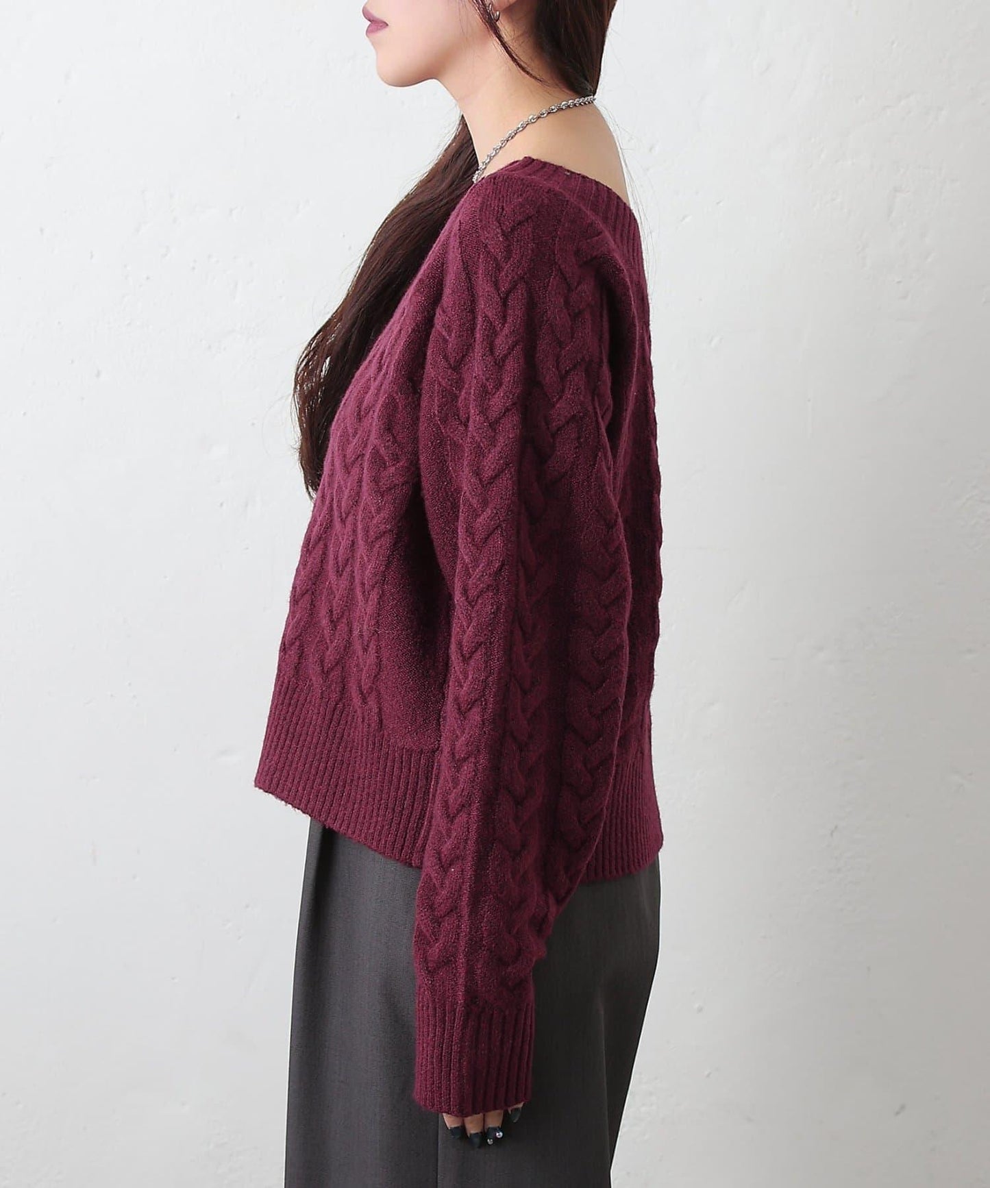 加絨麻花針織套頭衫