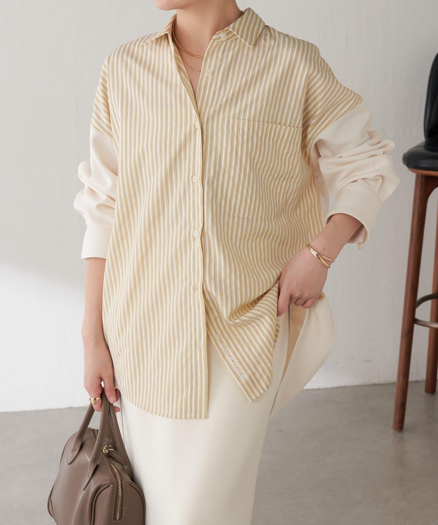 【冬季可穿】拼接設計襯衫