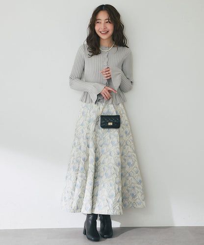 荷葉邊羅紋針織開衫