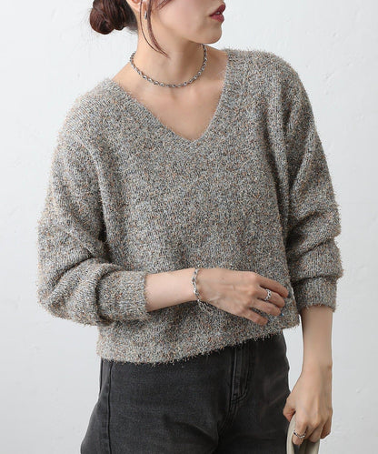 混紡紗線2WAY針織套頭衫