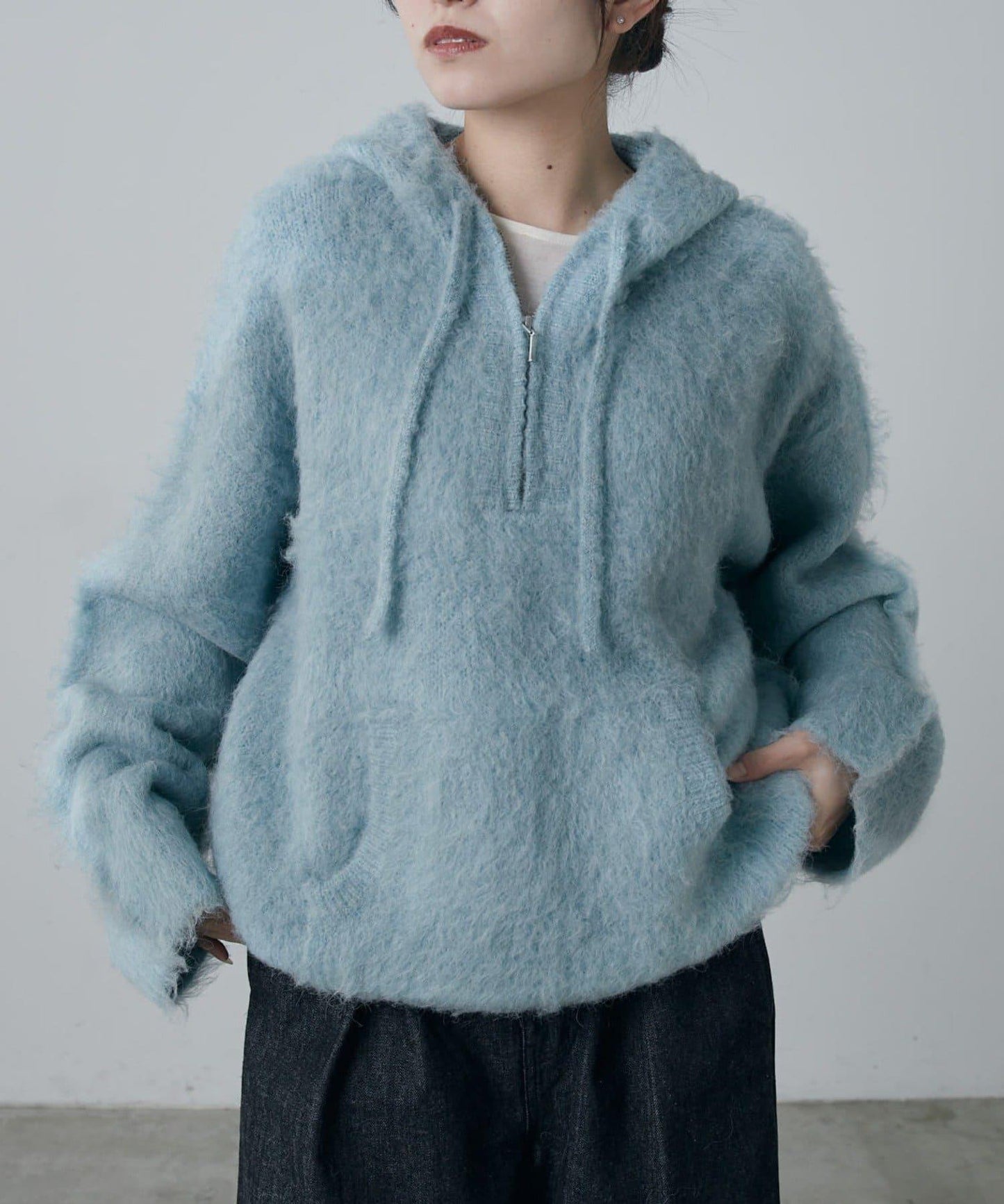 蓬鬆半拉鍊衛衣