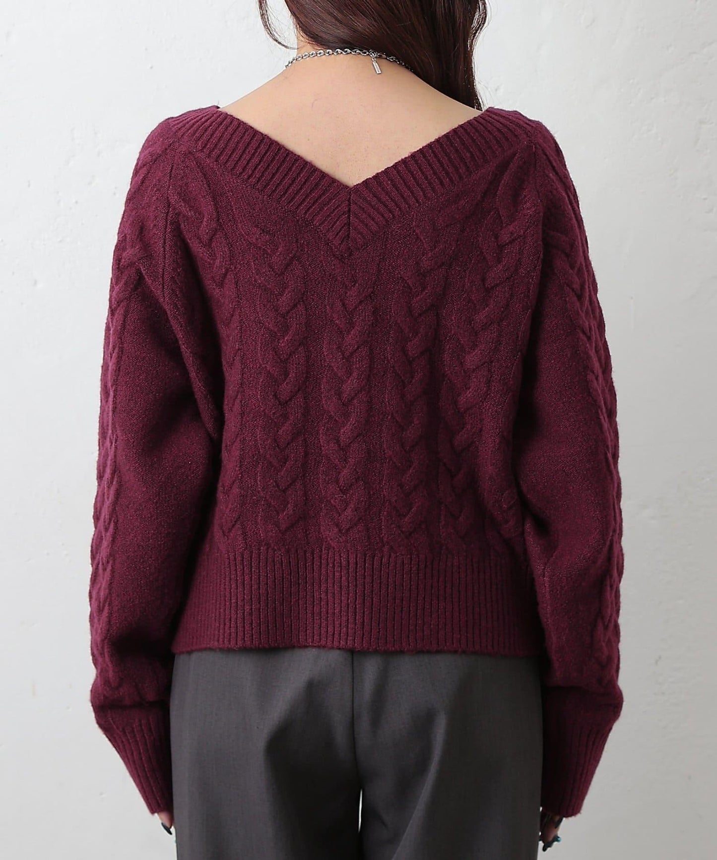 加絨麻花針織套頭衫