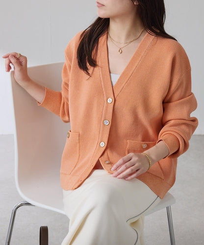 【腰部遮蓋】亮面紐扣開衫