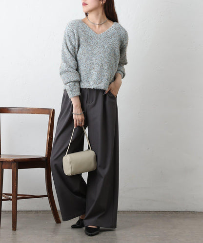 混紡紗線2WAY針織套頭衫