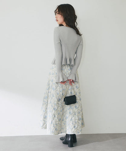 荷葉邊羅紋針織開衫