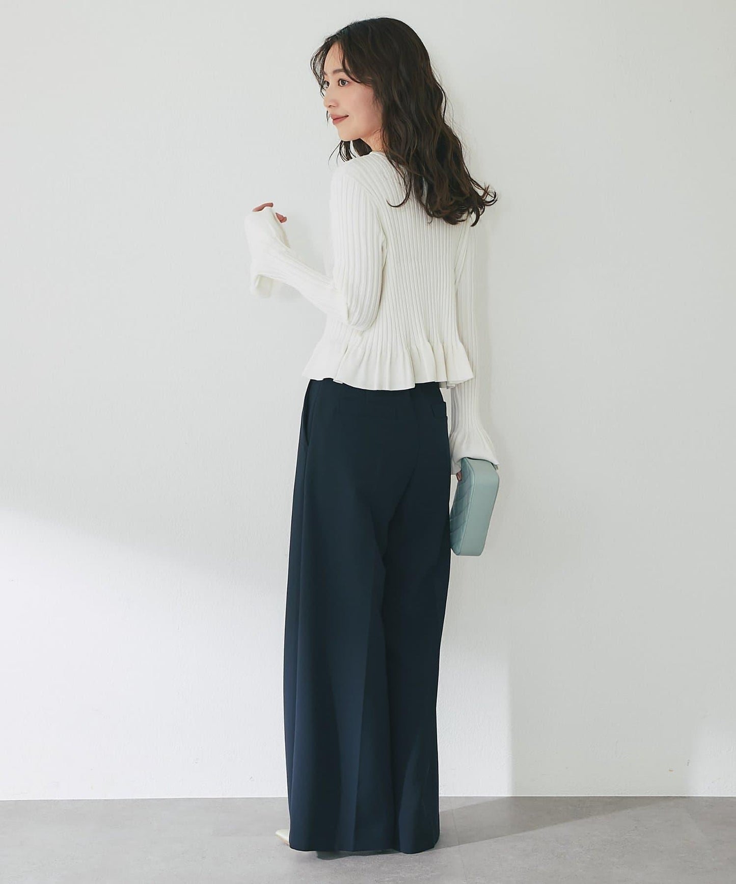 荷葉邊羅紋針織開衫