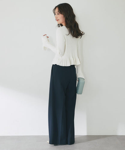 荷葉邊羅紋針織開衫