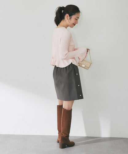 荷葉邊羅紋針織開衫