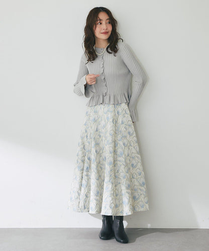 荷葉邊羅紋針織開衫