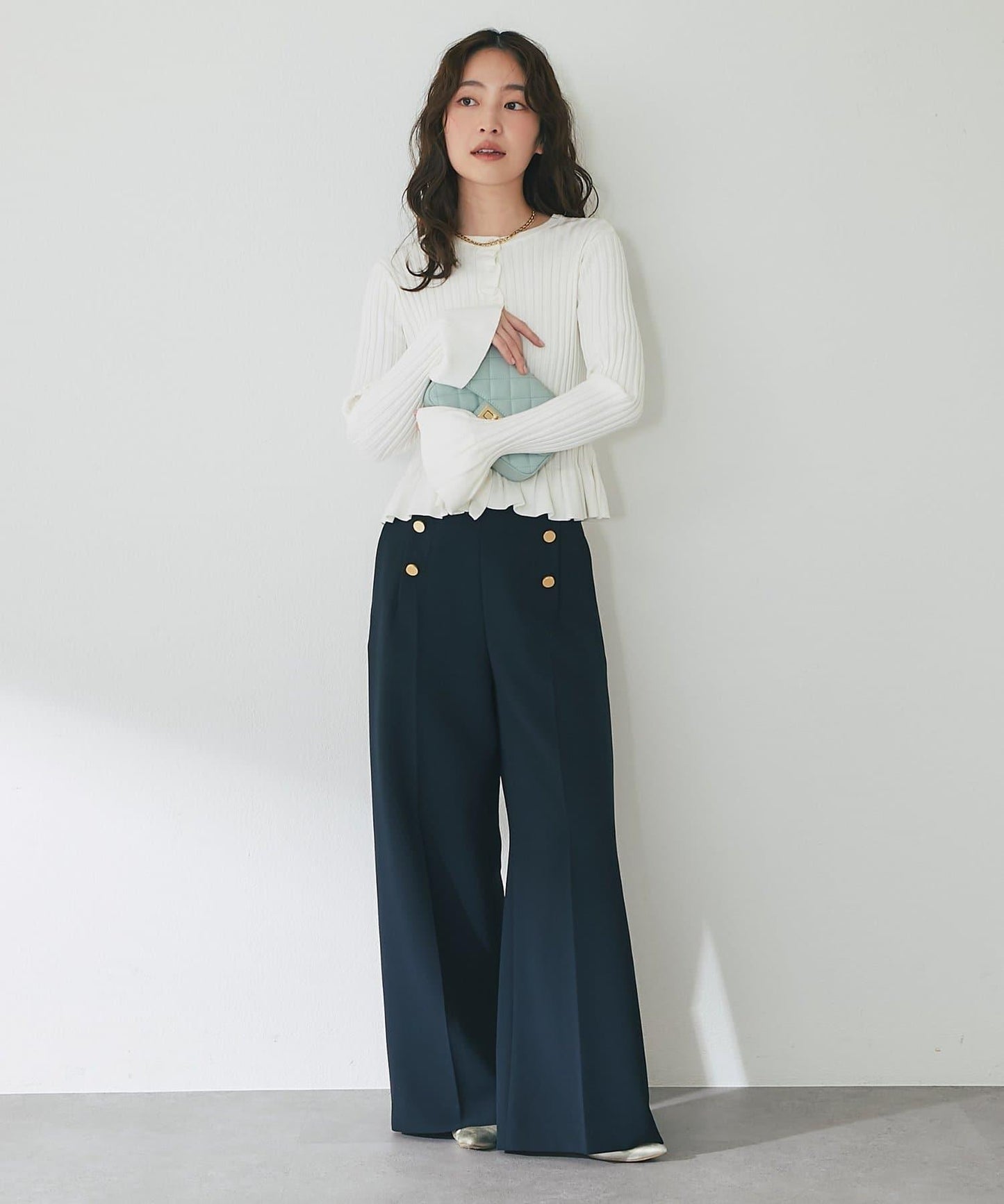 荷葉邊羅紋針織開衫