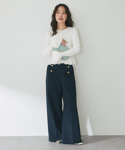 荷葉邊羅紋針織開衫