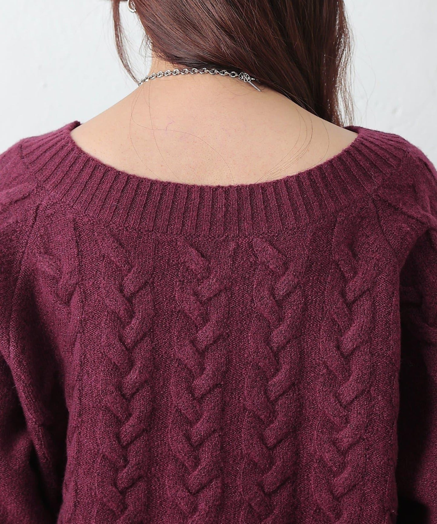 加絨麻花針織套頭衫