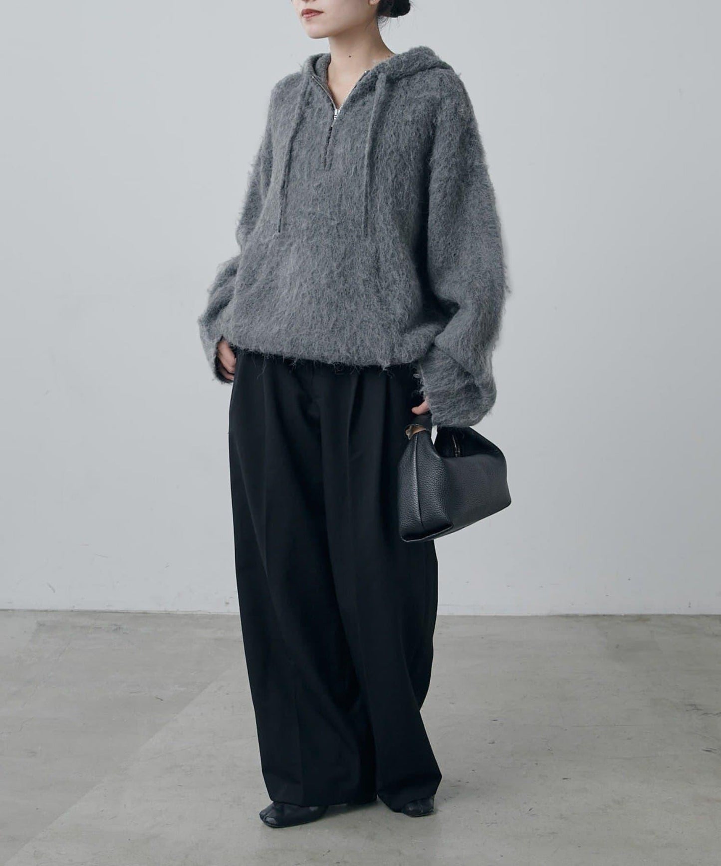 蓬鬆半拉鍊衛衣