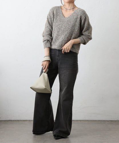 混紡紗線2WAY針織套頭衫