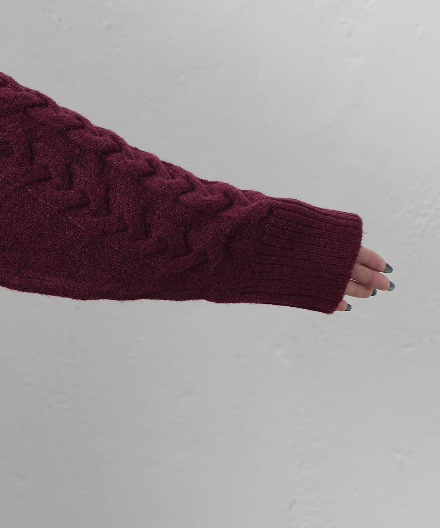 加絨麻花針織套頭衫