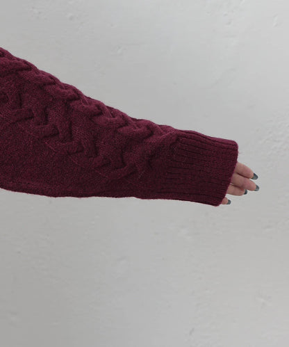 加絨麻花針織套頭衫