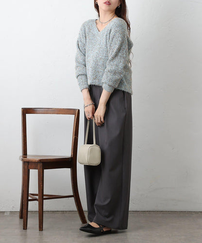 混紡紗線2WAY針織套頭衫