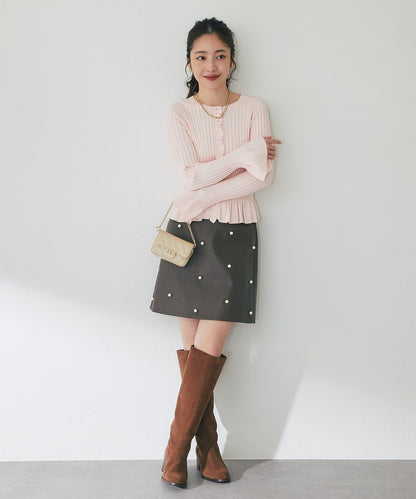 荷葉邊羅紋針織開衫