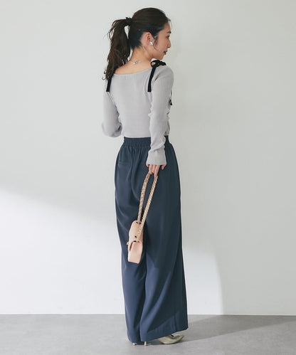 安哥拉觸感蝴蝶結一字肩針織衫