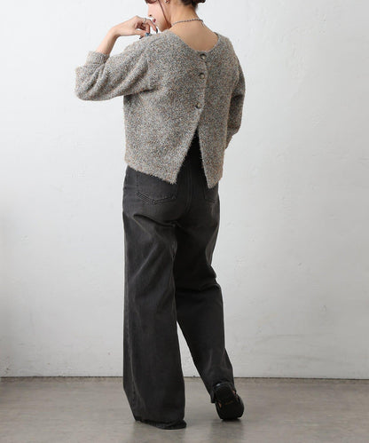 混紡紗線2WAY針織套頭衫