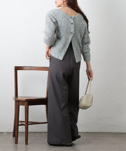 混紡紗線2WAY針織套頭衫