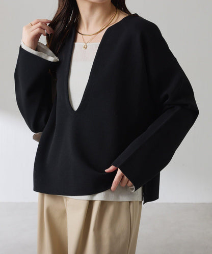 【顯瘦◎】V領巴斯克針織衫