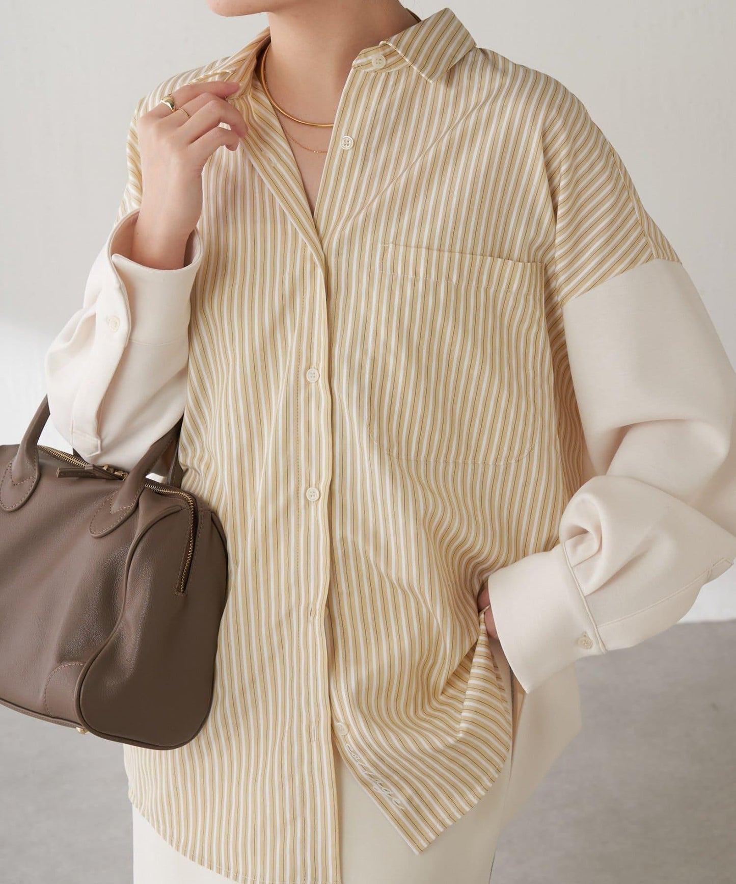 【冬季可穿】拼接設計襯衫