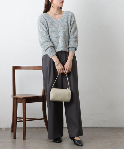 混紡紗線2WAY針織套頭衫