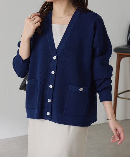 【腰部遮蓋】亮面紐扣開衫