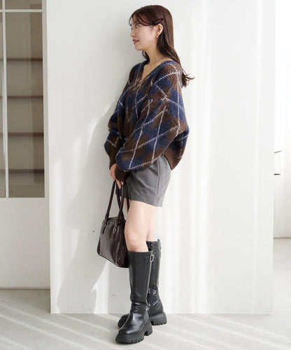 菱格絨面針織開衫