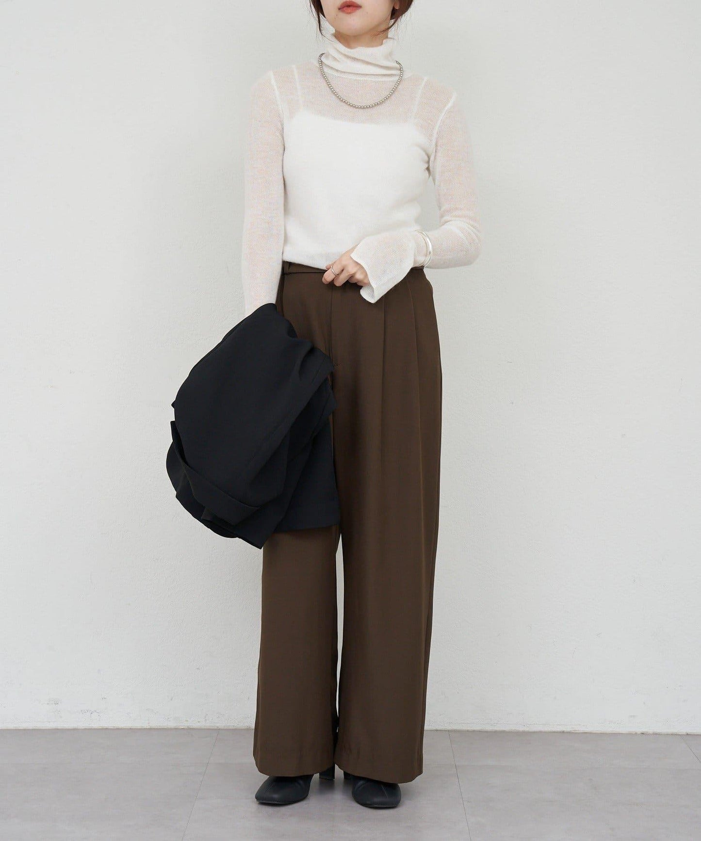 透視高領針織衫