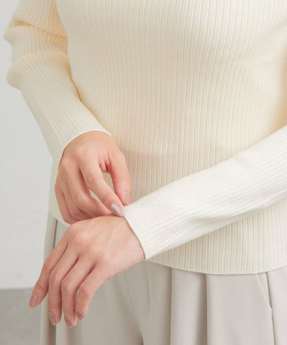 安哥拉觸感蝴蝶結一字肩針織衫