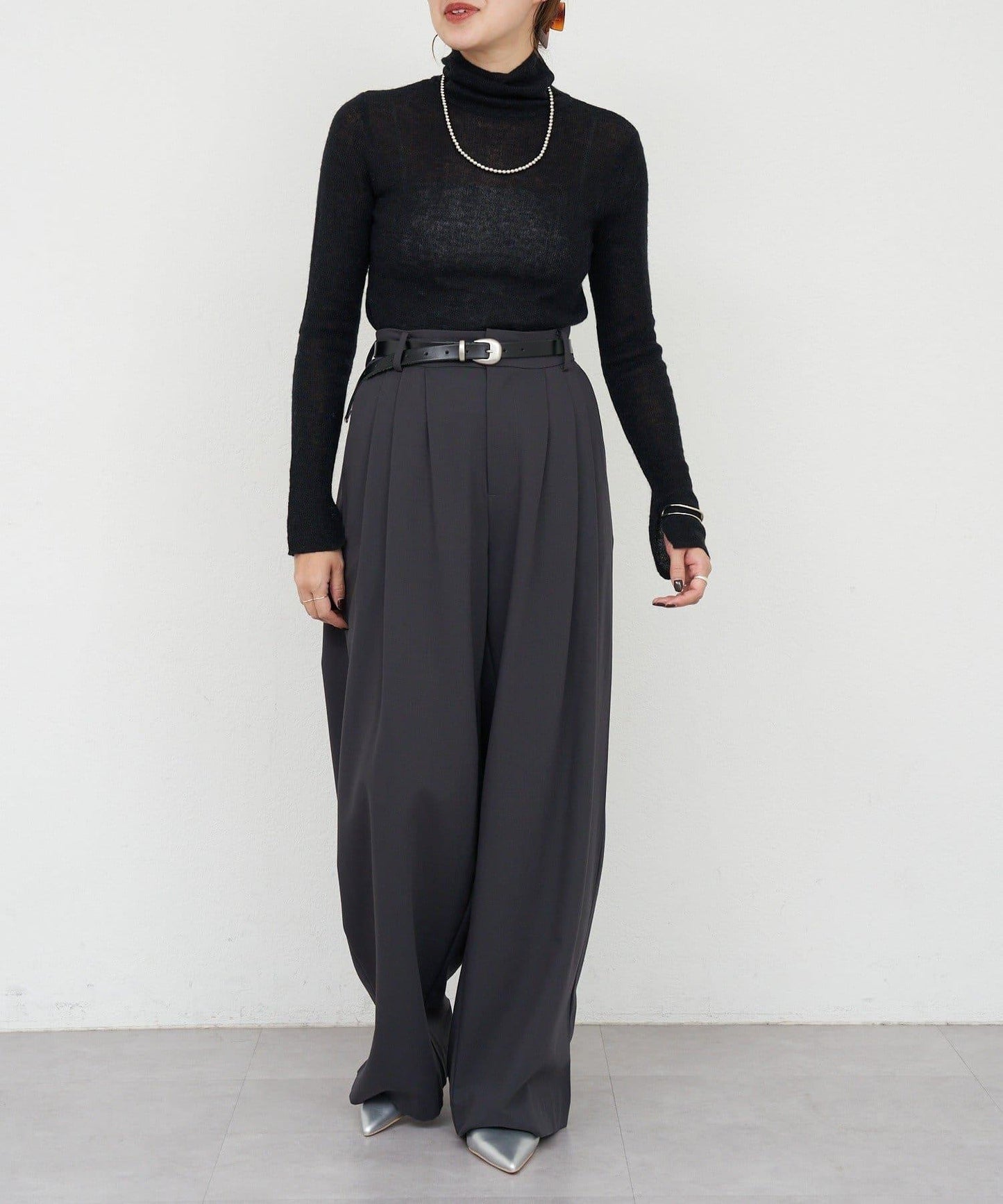 透視高領針織衫