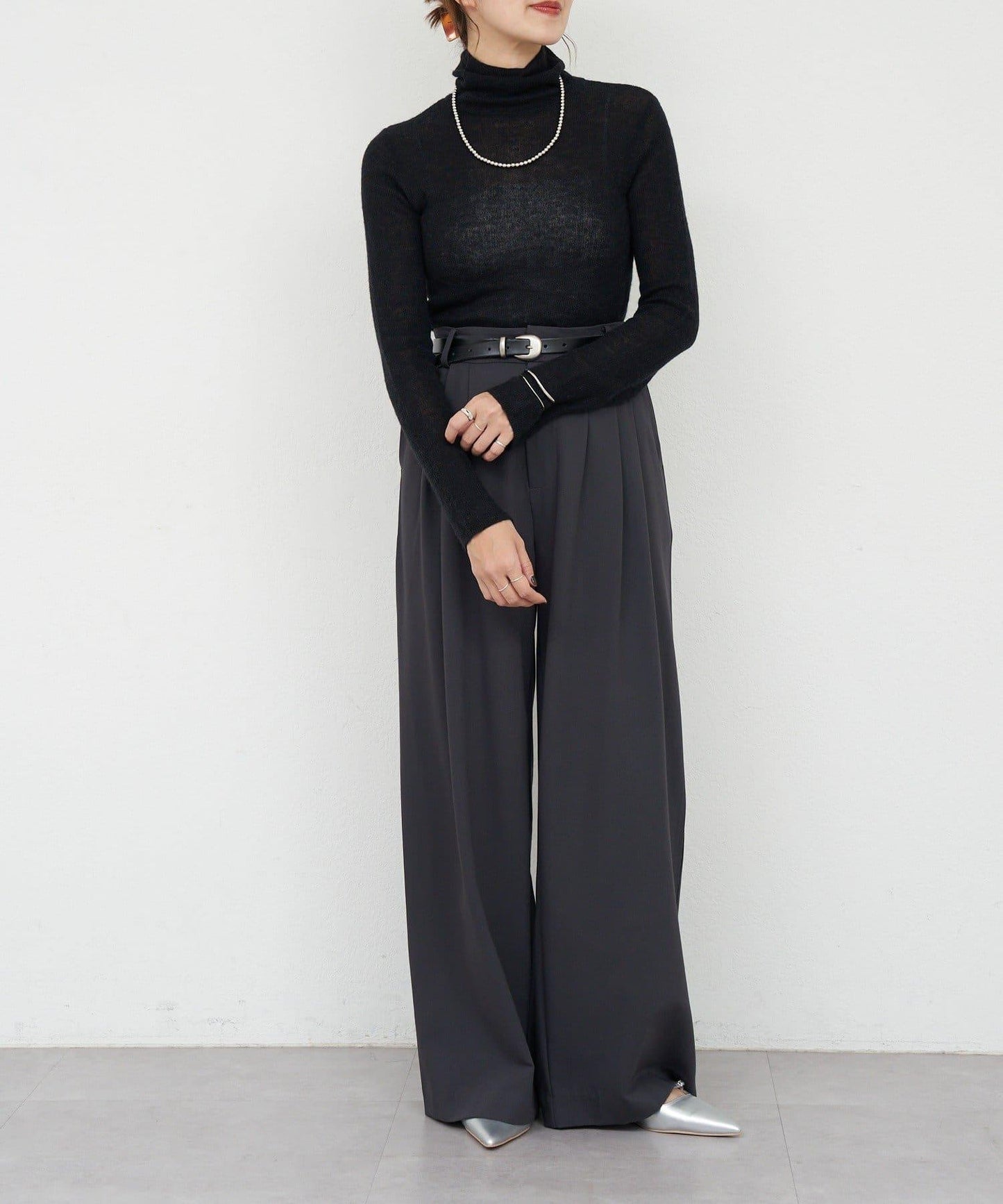 透視高領針織衫