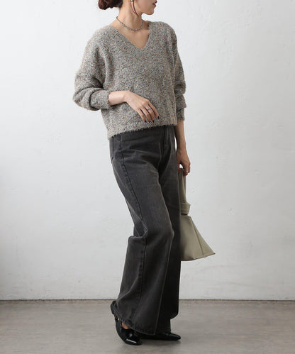 混紡紗線2WAY針織套頭衫