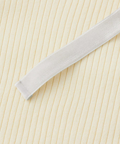 安哥拉觸感蝴蝶結一字肩針織衫