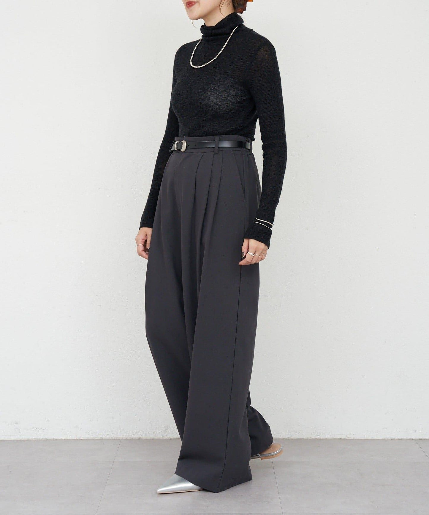 透視高領針織衫