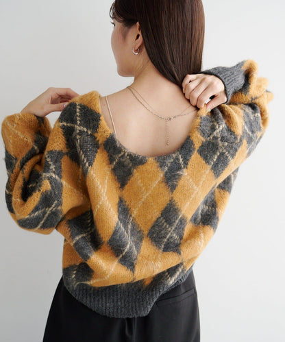 菱格絨面針織開衫