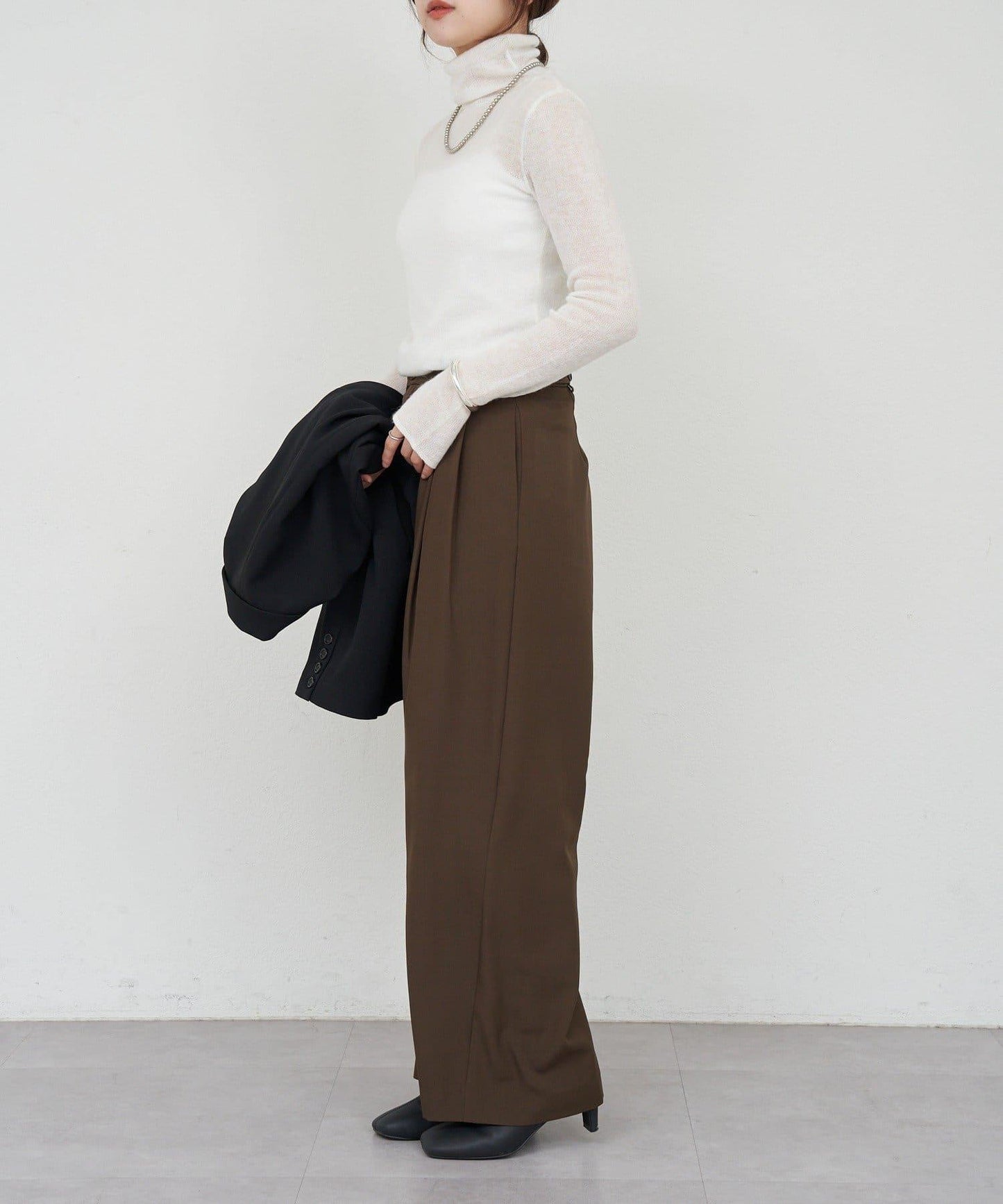 透視高領針織衫