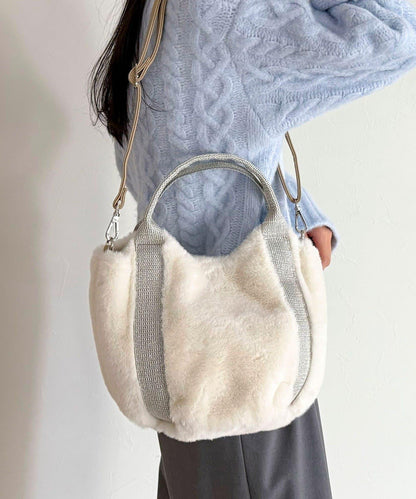 亮片裝飾雙用環保毛絨托特包