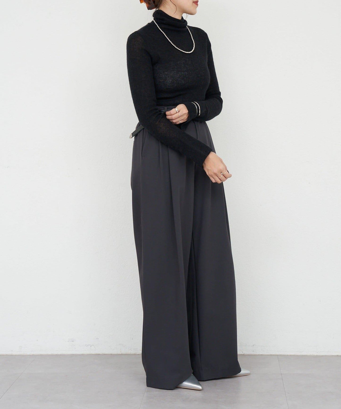 透視高領針織衫