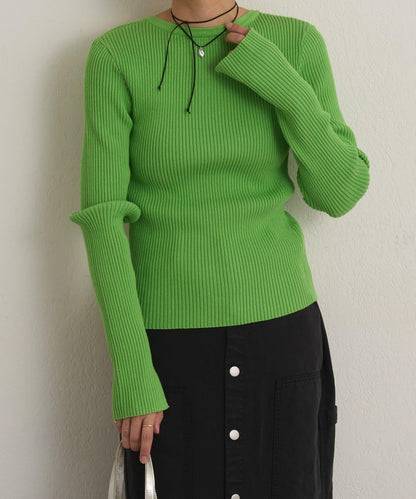 雙拉鍊羅紋開衫