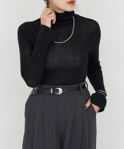 透視高領針織衫