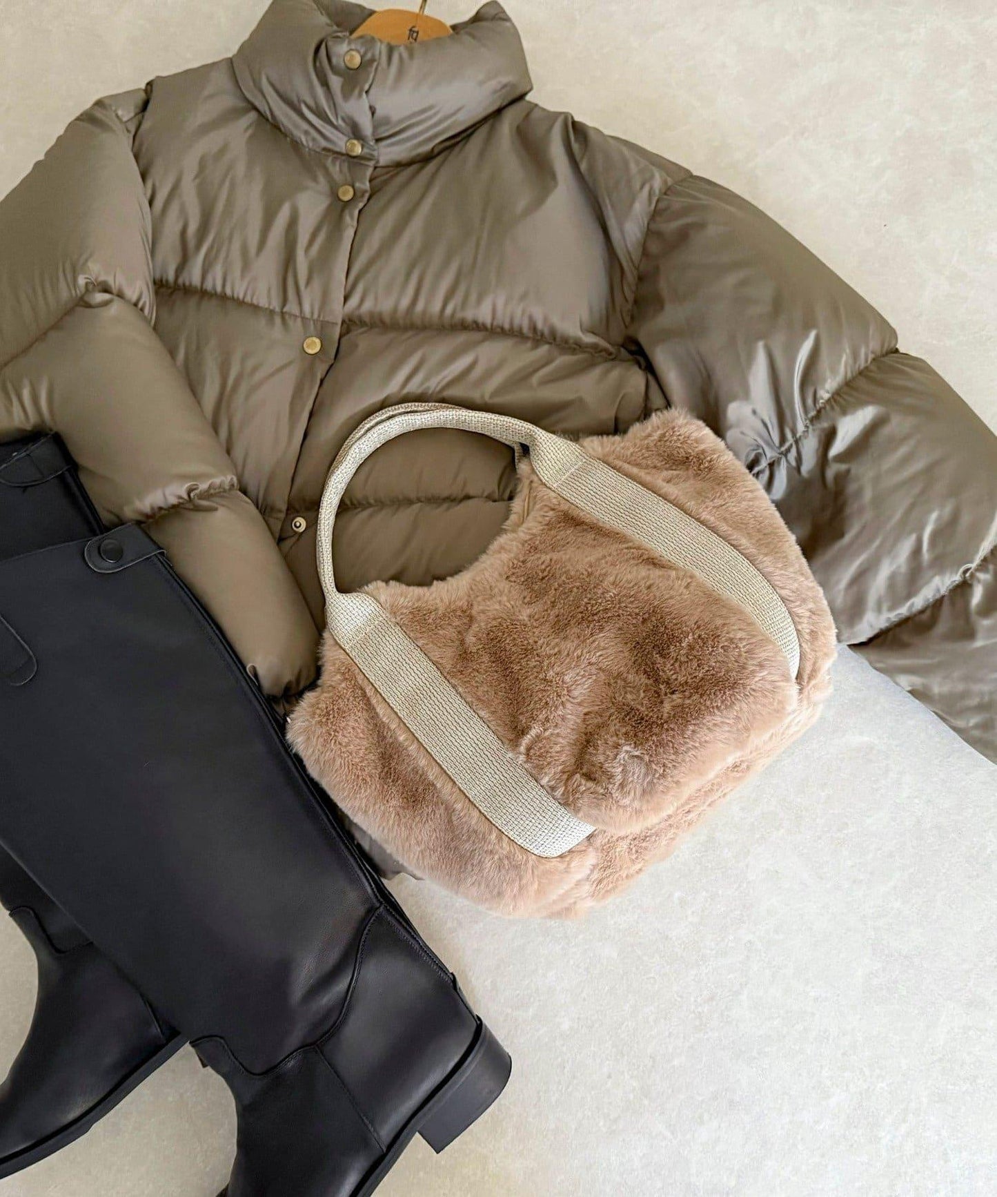 亮片裝飾雙用環保毛絨托特包