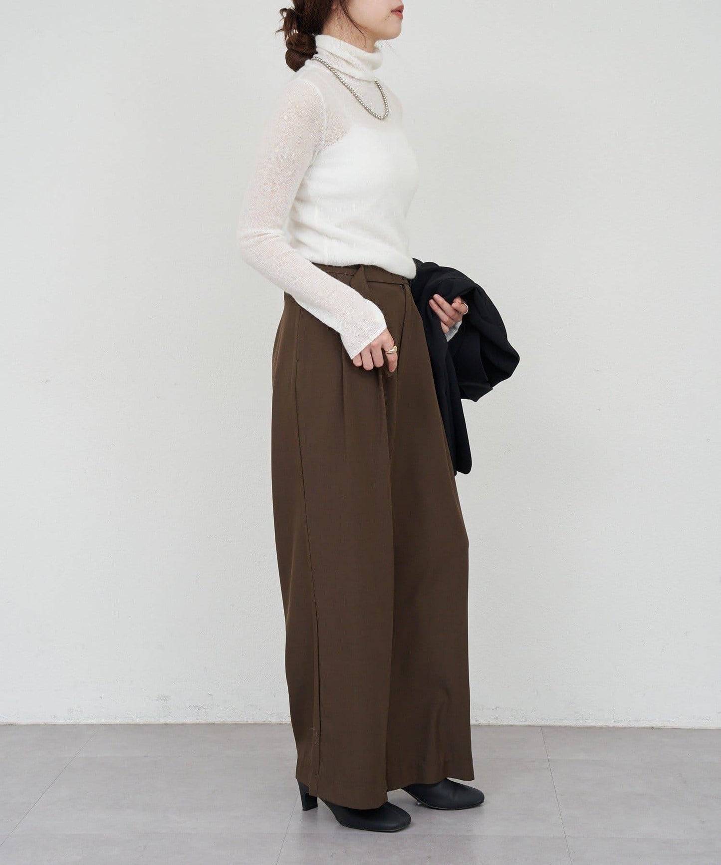 透視高領針織衫