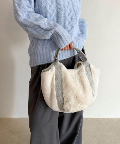 亮片裝飾雙用環保毛絨托特包