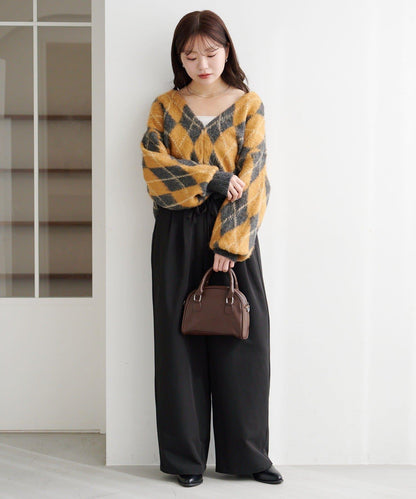 菱格絨面針織開衫