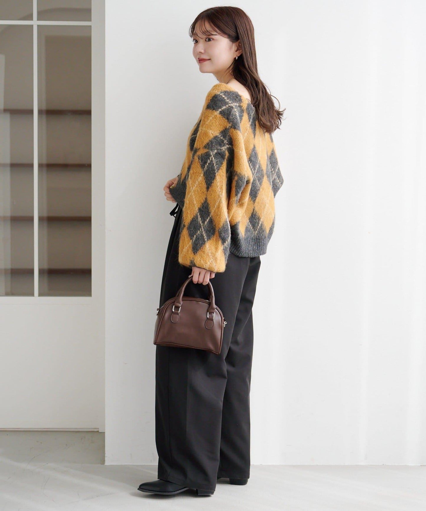 菱格絨面針織開衫